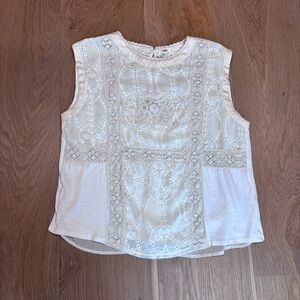 Tiny by Anthropologie Cream Lace Sleeveless Top | M | Boho | Romantic